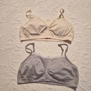 SO girls size Large 2 piece bundle padded bras, adjustable straps beige gray EUC